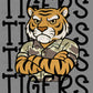 Tigers Yellow Camo Stacked Sports Mascot Ready to Press Transfer DTF Transfer Sublimation Transfer