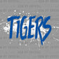 Tigers Mascot Sports Blue White Ready to Press Transfer DTF Transfer Sublimation Transfer
