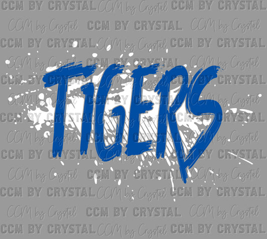 Tigers Mascot Sports Blue White Ready to Press Transfer DTF Transfer Sublimation Transfer