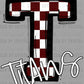 Titans Checkered Maroon Sports Mascot Ready to Press Transfer DTF Transfer Sublimation Transfer