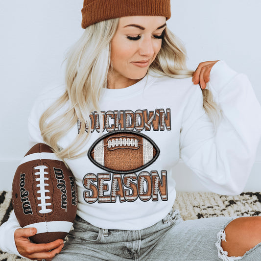 Football Touchdown Season Faux Embroidery Ready to Press Transfer