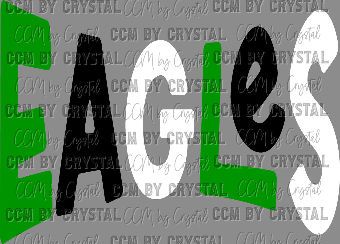 Eagles Mascot School Spirit Green White and Black PNG Digital File ONLY