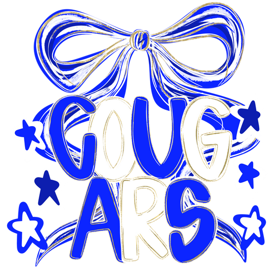 Cougars Royal Bow Mascot Ready to Press Transfer DTF Transfer