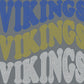 Vikings Wavy Stacked 11" 3-Color Ready to Press Spangle Transfer Bling Transfer Sparkle Transfer