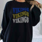 Vikings Wavy Stacked 11" 3-Color Ready to Press Spangle Transfer Bling Transfer Sparkle Transfer