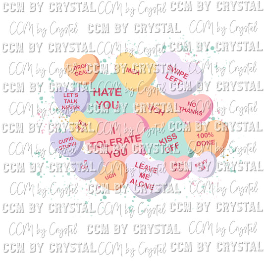 Valentine Candy Hearts Ready to Press Transfer