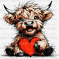 Valentine's Day Highland Cow Ready to Press Transfer