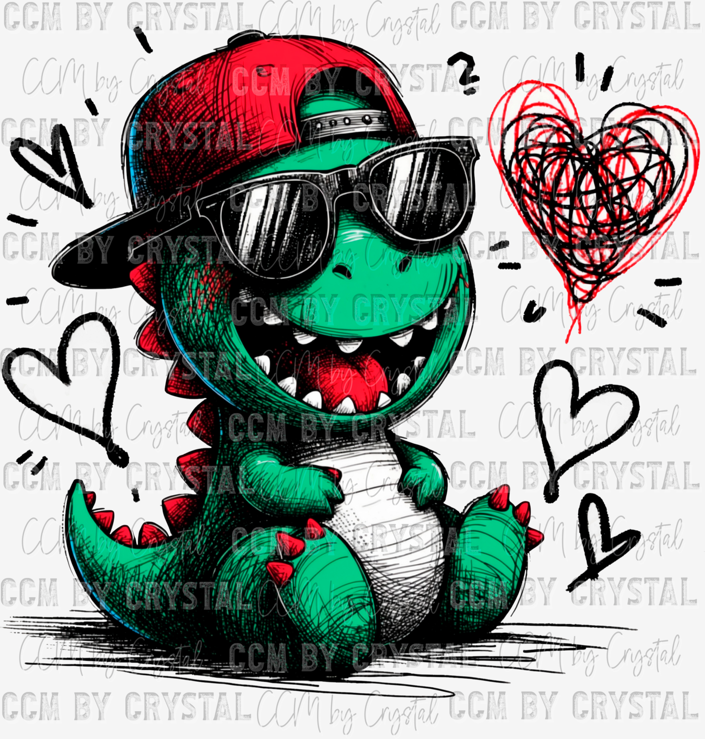 Valentine's Day Dino Ready to Press Transfer