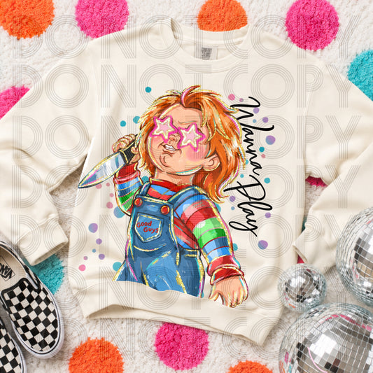 Horror Doll Girly Stars Halloween T Shirt, Long Sleeve, Sweatshirt