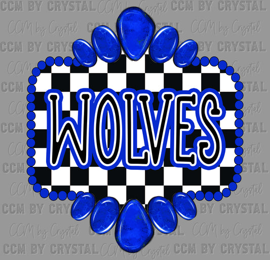 Blue Wolves Blue Concho Ready to Press Transfer DTF Transfer Sublimation Transfer