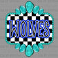 Blue Wolves Turquoise Concho Ready to Press Transfer DTF Transfer Sublimation Transfer