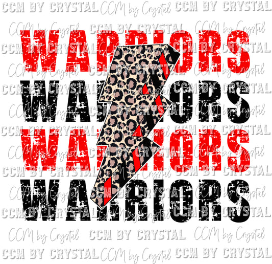Warriors Red Black Leopard Print Ready to Press Transfer