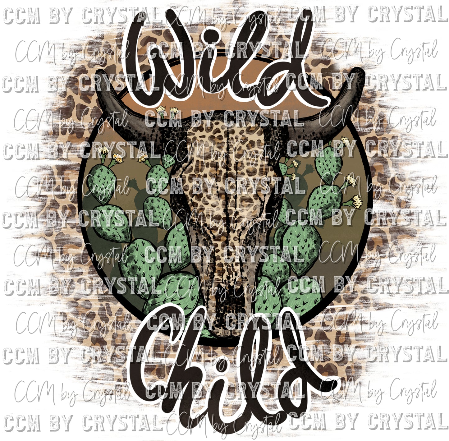 Wild Child Cow Skull Print Ready to Press Transfer