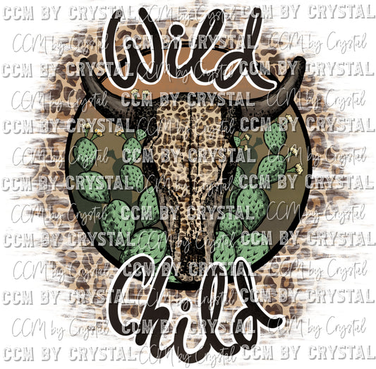 Wild Child Cow Skull Print Ready to Press Transfer