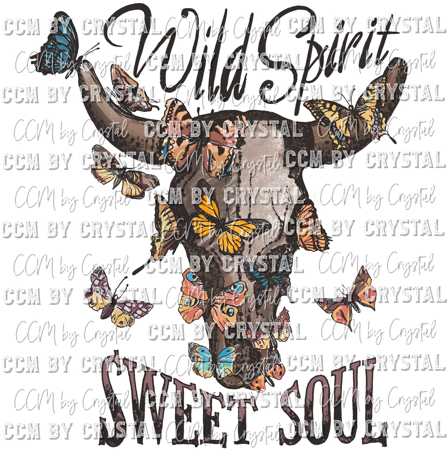 Wild Spirit Sweet Heart Flowers Cow Ready to Press Transfer