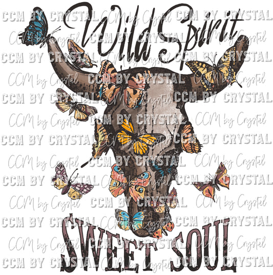 Wild Spirit Sweet Heart Flowers Cow Ready to Press Transfer