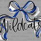 Wildcats Blue Bow Ribbon Sports Mascot Ready to Press Transfer DTF Transfer Sublimation Transfer