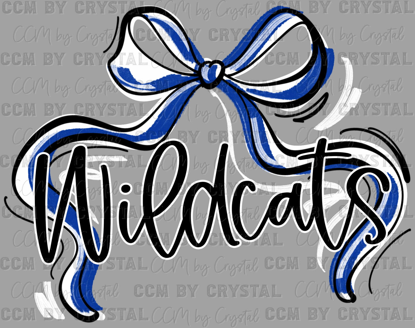 Wildcats Blue Bow Ribbon Sports Mascot Ready to Press Transfer DTF Transfer Sublimation Transfer