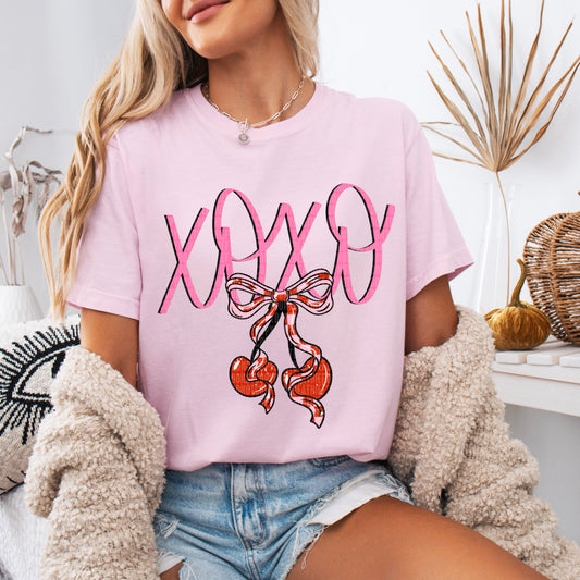 Xoxo Cherries Valentines Day Ready to Press Instant Peel DTF Transfers Sublimation Transfers