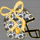 Helmet Football Floral Yellow Black Bow Faux Glitter Sports Mascot Ready to Press Transfer DTF Transfer Sublimation Transfer