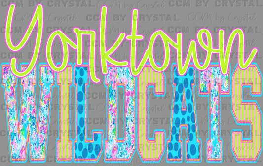 Yorktown Wildcats Bright Ready to Press DTF Transfers Sublimation Transfers