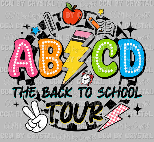 ABCD Back to School Tour Front Ready to Press Transfer DTF Transfer Sublimation Transfer