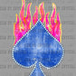 Blue Spade Pink Fire Ready to Press Instant Peel DTF Transfers Sublimation Transfers