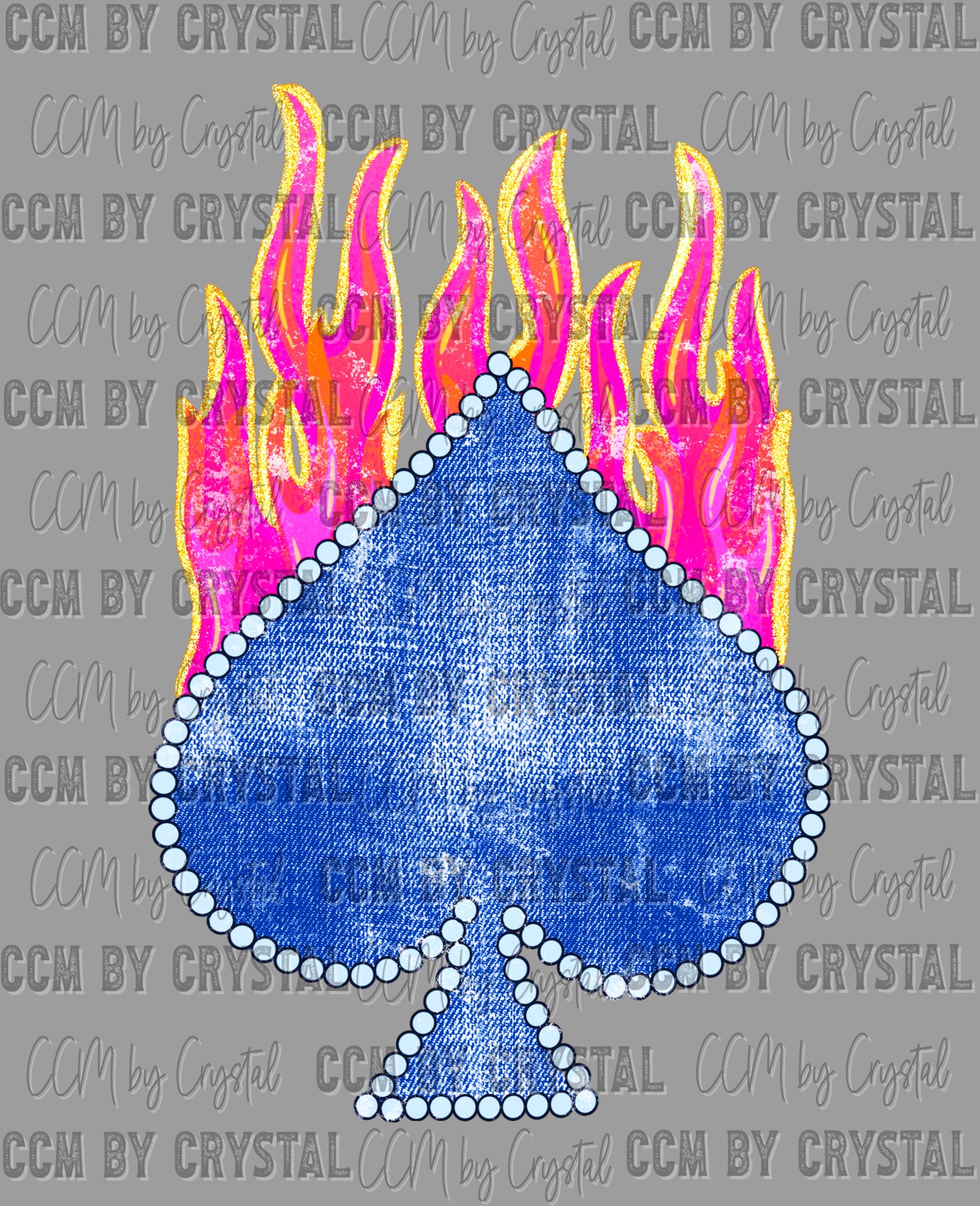 Blue Spade Pink Fire Ready to Press Instant Peel DTF Transfers Sublimation Transfers