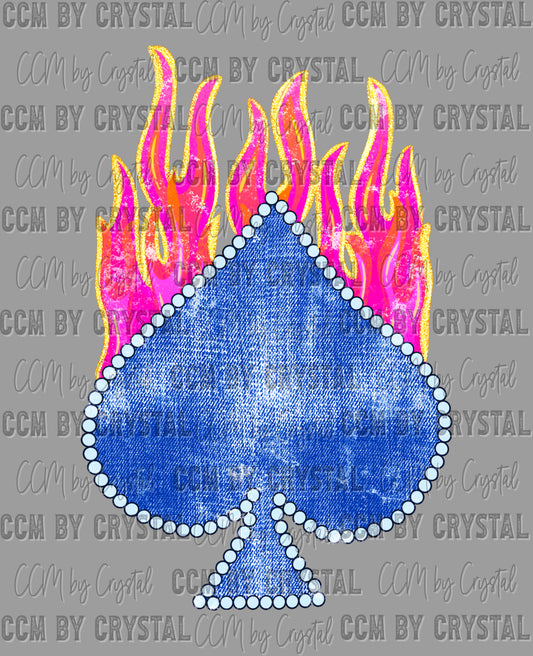Blue Spade Pink Fire Ready to Press Instant Peel DTF Transfers Sublimation Transfers
