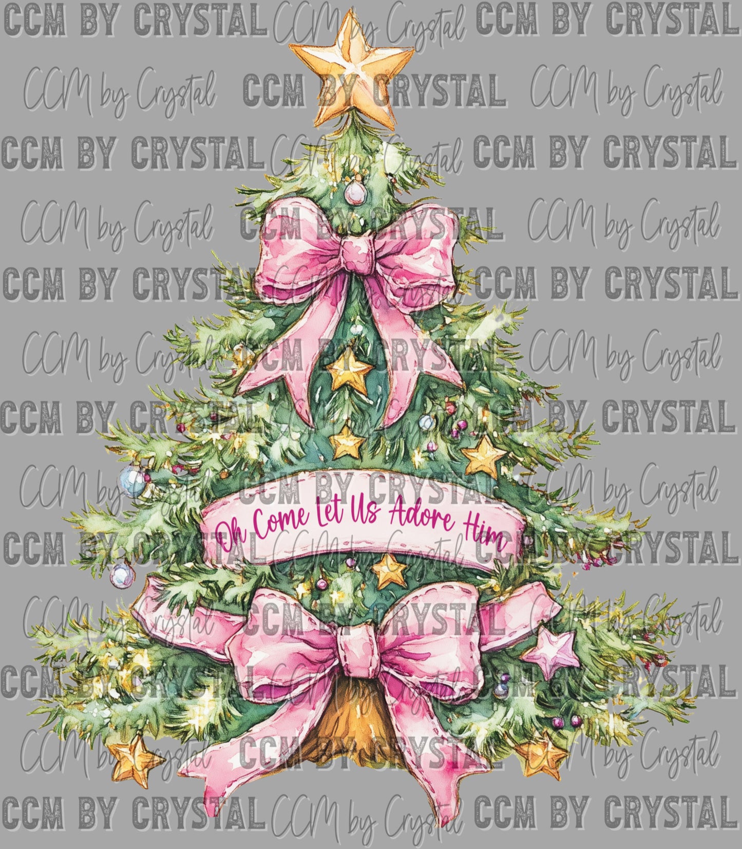 Christmas Come Let Us Adore Him Christmas Tree Ready to Press Transfer DTF Transfer Sublimation Transfer
