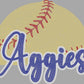 Aggies Baseball or Softball Approximately 11" wide Spangle Transfer