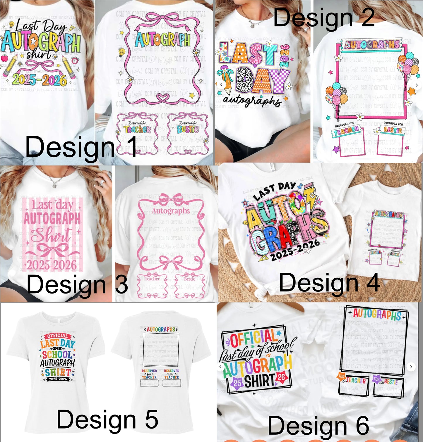 Last Day of School Autograph T Shirts Front and Back