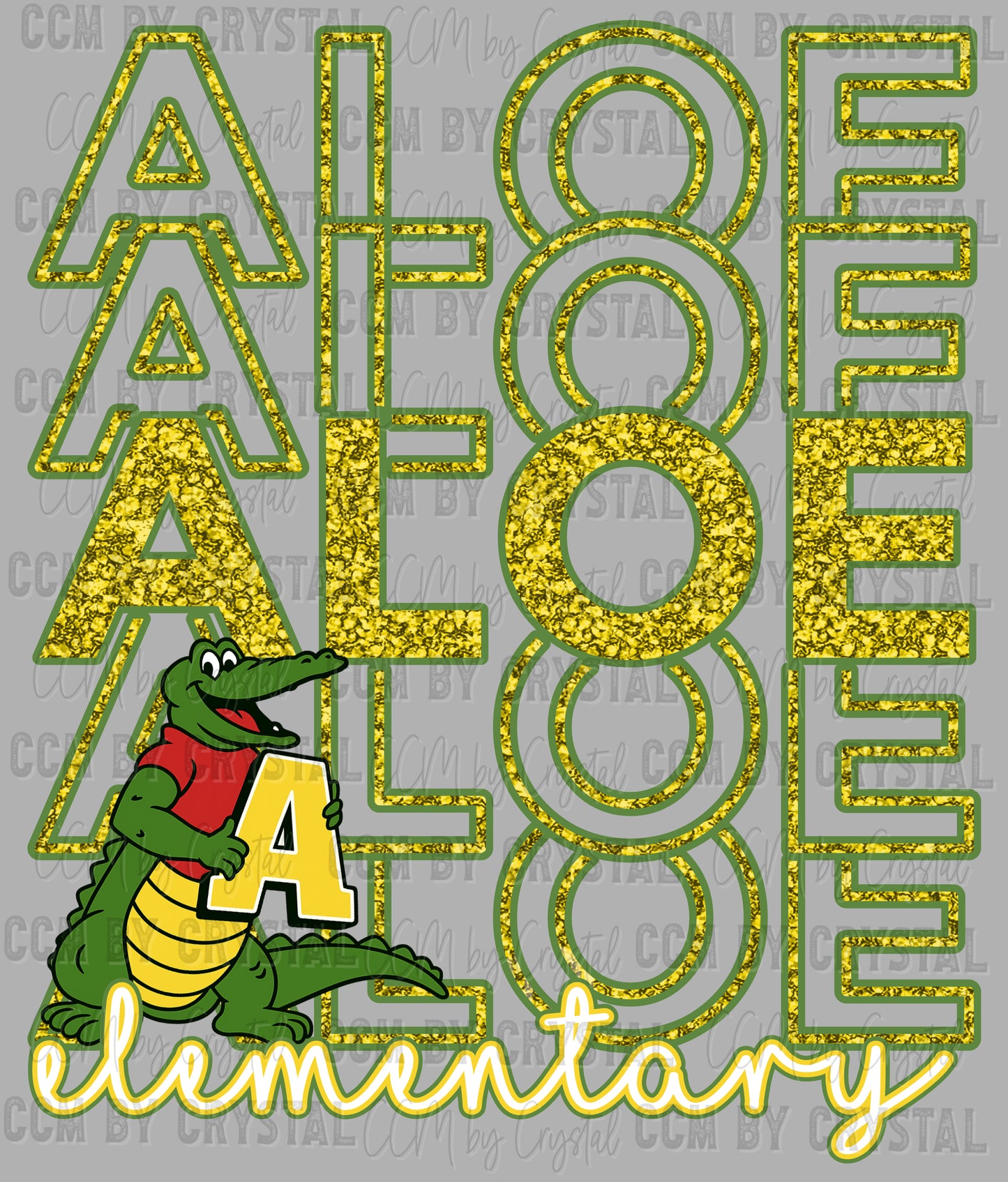 Victoria Aloe Elementary Faux Glitter Ready to Press Transfer DTF Transfer