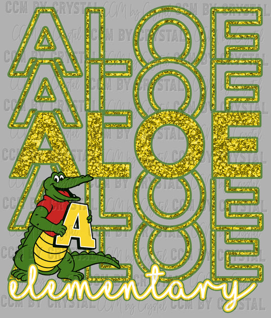 Victoria Aloe Elementary Faux Glitter Ready to Press Transfer DTF Transfer