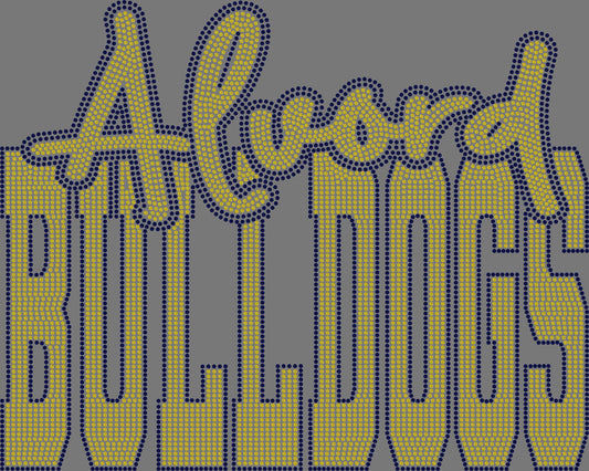 Alvord Bulldogs 2-Color Approximately 11" wide Spangle Transfer