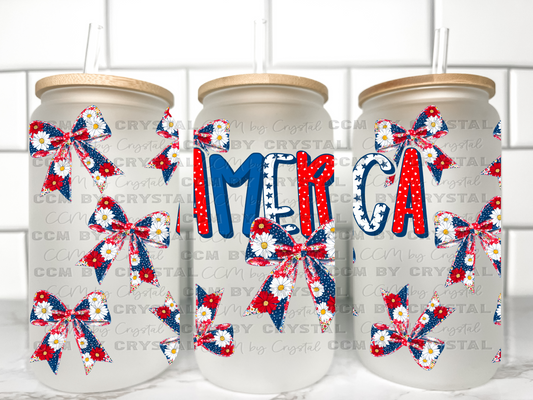 America Bows UV Transfer 16oz Libby Glass Can Wrap Ready to Apply