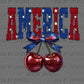 America Cherries Faux Glitter USA Patriotic 4th of July Ready to Press Instant Peel DTF Transfers Sublimation Transfers