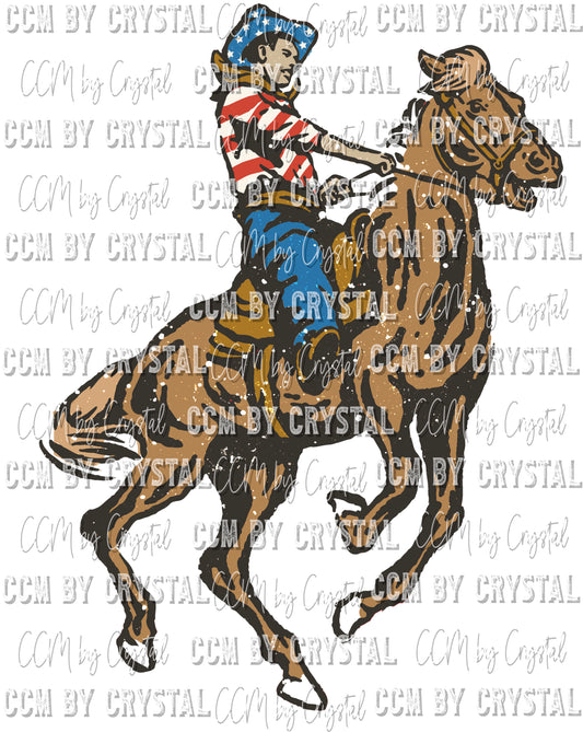 Make America Cowboy Again Pocket Sleeve American Cowboy Fourth of July Ready to Press Transfer