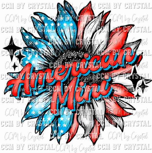 American Mini Sunflower Fourth of July Ready to Press Transfer