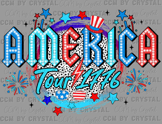 America Tour 1776 Fourth of July Ready to Press Transfer DTF Transfer Sublimation Transfer