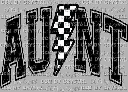 Aunt Checkered Lightning Bolt PNG Digital File ONLY