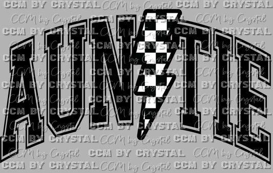 Auntie Checkered Lightning Bolt Ready to Press Transfer