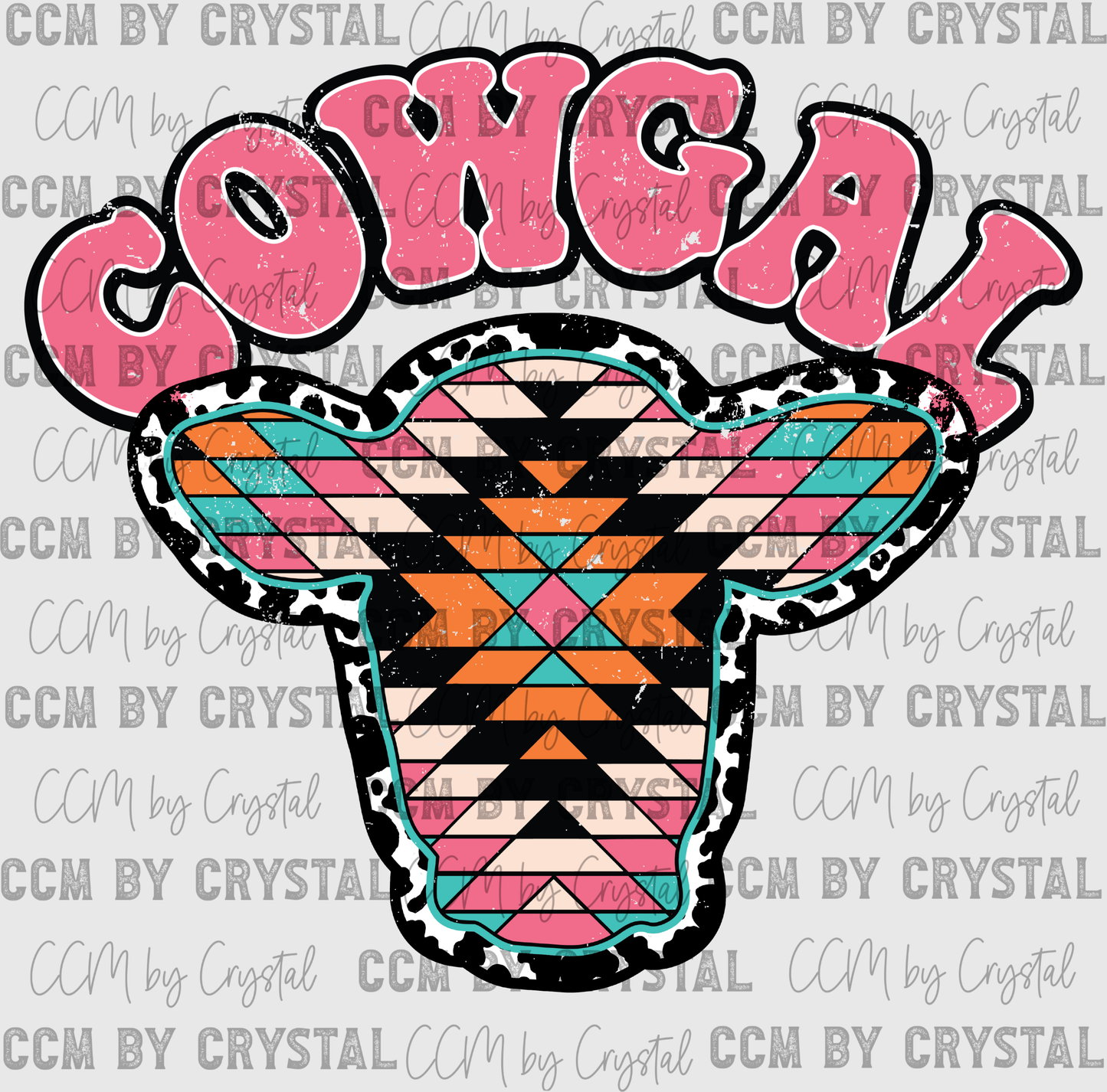 Western Aztec Cowgal  Ready to Press Transfer