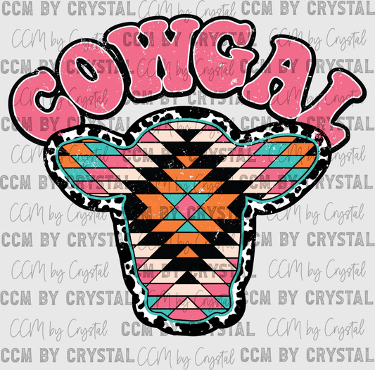 Western Aztec Cowgal  Ready to Press Transfer