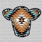 Aztec Cow Head Western Ready to Press Transfer