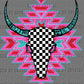 Colorful Aztec Bull Skull Western Rodeo Ready to Press Transfer DTF Transfer Sublimation Transfer