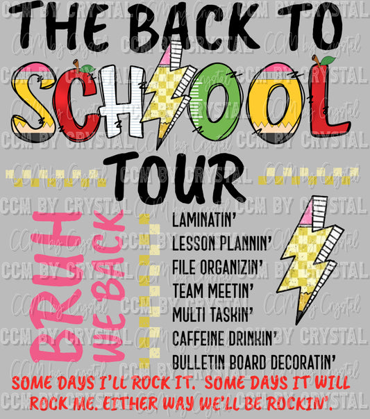 ABCD Back to School Tour Back Ready to Press Transfer DTF Transfer Sublimation Transfer