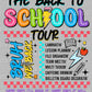 ABCD Back to School Tour Back Ready to Press Transfer DTF Transfer Sublimation Transfer