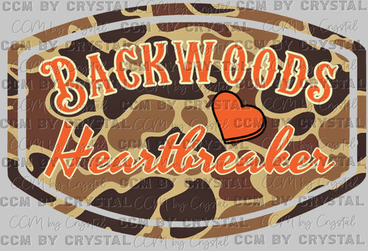 Dark Camo Backwoods Heartbreaker Orange Ready to Press Transfer DTF Transfer Sublimation Transfer