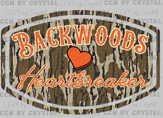 Camo Backwoods Heartbreaker Orange Ready to Press Transfer DTF Transfer Sublimation Transfer